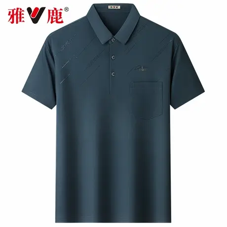 雅鹿男士商务弹力短袖Polo衫2024夏季新款简约印花时尚翻领T恤衫图片