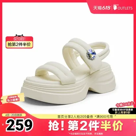 百思图2025夏季新款魔术贴休闲外穿厚底女凉鞋D3209BL5图片