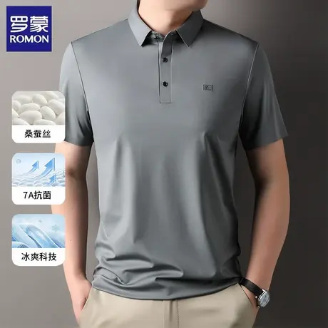 罗蒙桑蚕丝短袖polo衫男士夏季商务休闲百搭柔顺亲肤透气翻领t恤图片
