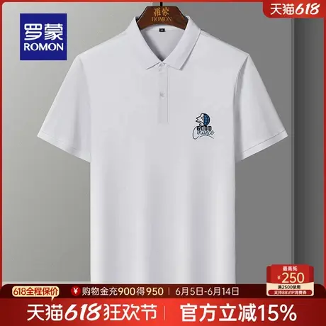 【直降】罗蒙男士休闲短袖POLO衫2025夏季薄款刺绣印花透气T恤衫商品大图