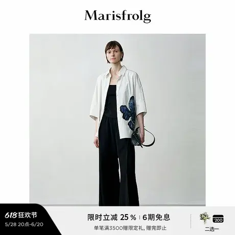 【艺术家灵感】玛丝菲尔夏季时尚气质翻领印花宽松衬衫图片