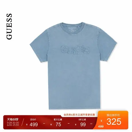 GUESS25年新款夏季中性针织logo纯色百搭通勤短袖T恤-M5GI34KBZV1商品大图