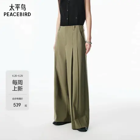 【商场同款】太平鸟2025年秋季新款褶涧阔腿直筒西装裤A1GBF3130图片