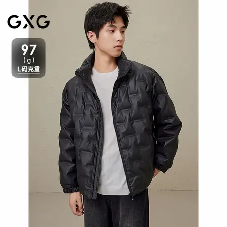 2024冬季新品GXG男士纯色休闲百搭保暖立领短款羽绒服男外套鸭绒商品大图