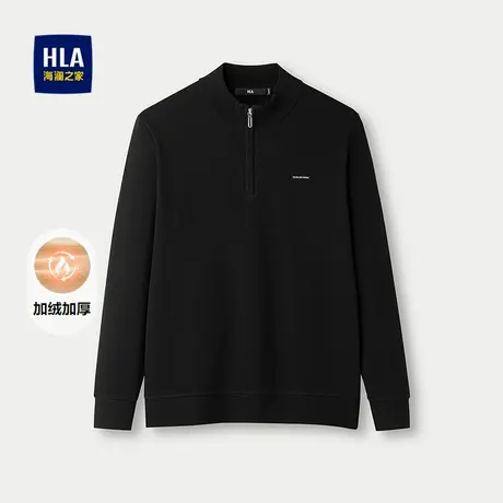 HLA/海澜之家保暖长袖针织衫2025秋冬新立领半拉链加绒加厚毛衣男商品大图
