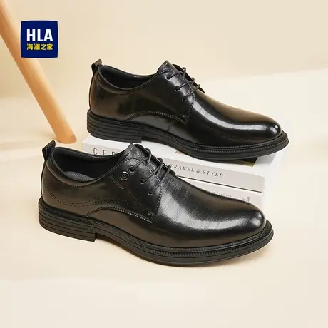 HLA/海澜之家男鞋新款秋季时尚英伦风商务皮鞋经典百搭耐磨德比鞋商品大图