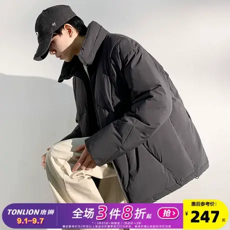 唐狮2024冬季新款棉衣男款立领宽松休闲棉服保暖防寒冬装外套黑色商品大图