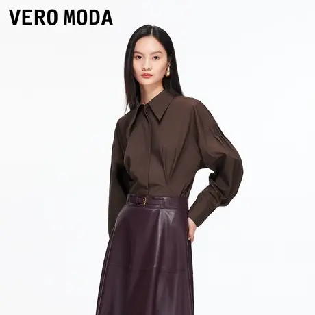 Vero Moda衬衫女2025冬季新款纯棉收腰宽松上衣时尚百搭325405006商品大图