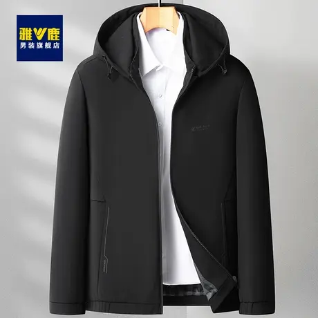 雅鹿外套男短款连帽春秋季新款中老年人男士夹克上衣爸爸休闲春装商品大图
