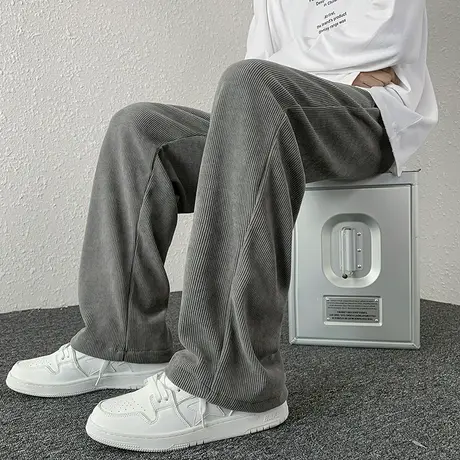 裤子男款春秋季新款垂感休闲裤韩版宽松潮流百搭高级感阔腿直筒裤商品大图