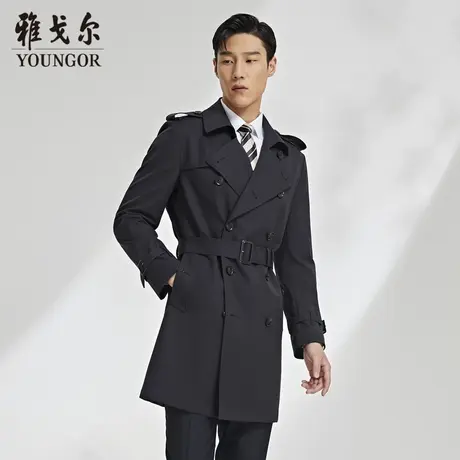 雅戈尔风衣秋季男士新款官方商务休闲英伦复古双排扣长款外套4585商品大图