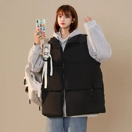 背心男士秋冬季2023新款宽松外套美式坎肩男生加厚保暖羽绒棉马甲商品大图