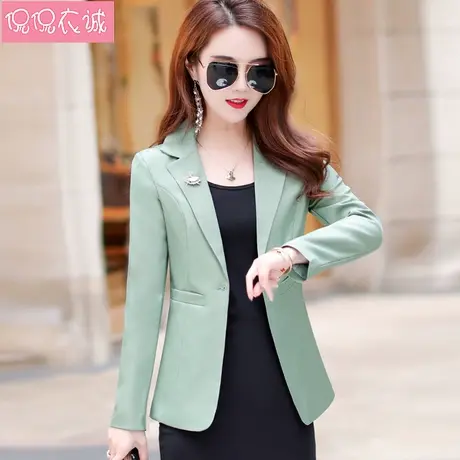 西装长袖女外套韩版2023秋装新款修身显瘦休闲女装亮丝小西服上衣图片