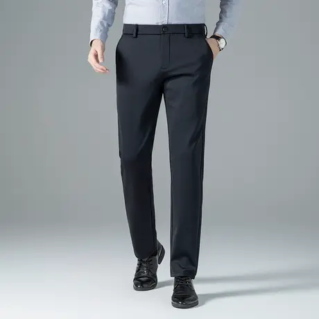 2023新款秋冬季休闲裤男士加绒加厚商务正装西裤羊毛修身直筒裤子商品大图