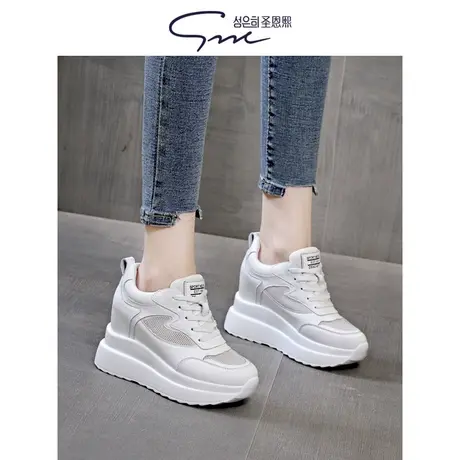 圣恩熙 内增高10cm小白鞋女单鞋2025春秋新款厚底坡跟显瘦 休闲鞋图片