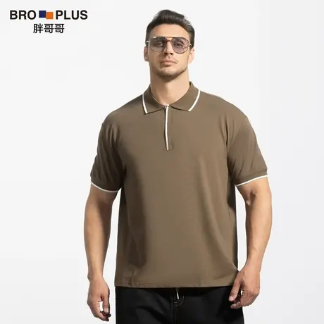 [胖哥百搭短袖]大码短袖POLO衫男宽松加肥加大胖子商务半袖T恤衫商品大图