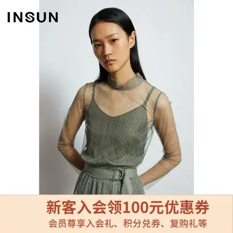 恩裳春秋季商场同款时尚气质轻奢风凉感舒适微透视蕾丝衫商品大图