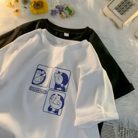 胖mm上衣动漫大码女装潮ins炸街嘻哈美式复古oversize夏季短袖t恤商品大图