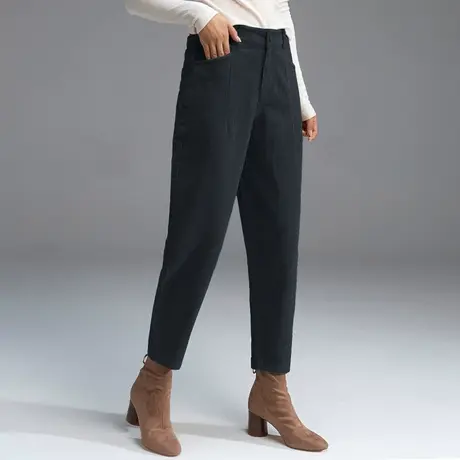 加厚灯芯绒裤女加绒妈妈裤子秋冬条绒女裤冬季休闲九分萝卜哈伦裤商品大图