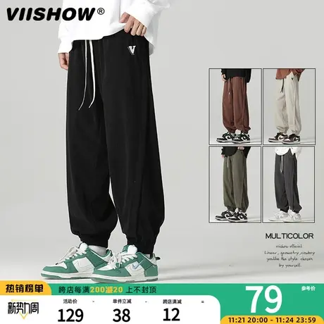 VIISHOW裤子男士春秋新款美式潮流男生休闲裤宽松束脚运动长裤商品大图