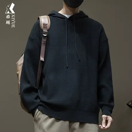 希越连帽毛衣男春秋卫衣男士宽松大码休闲ins韩系软糯风针织外套商品大图