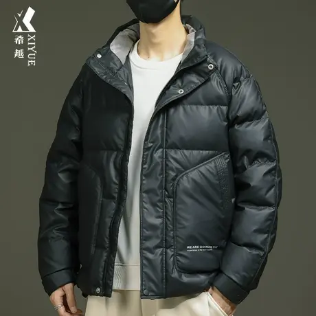 希越羽绒服新国标鸭绒轻薄男士冬季宽松大码无帽立领美式工装外套图片
