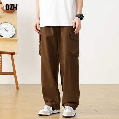 男士美式复古咖色工装裤潮牌男纯棉宽松裤子休闲百搭高街直筒裤男商品大图