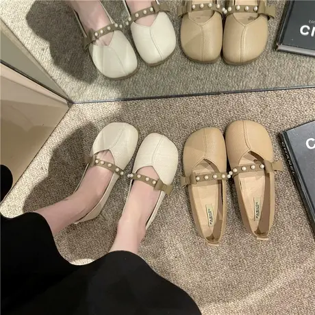 玛丽珍女鞋2023年春秋新款浅口平底豆豆鞋晚晚风软底圆头女士单鞋商品大图