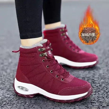 老北京棉鞋女高帮加绒中老年运动鞋冬季大码妈妈棉靴子防滑雪地靴商品大图
