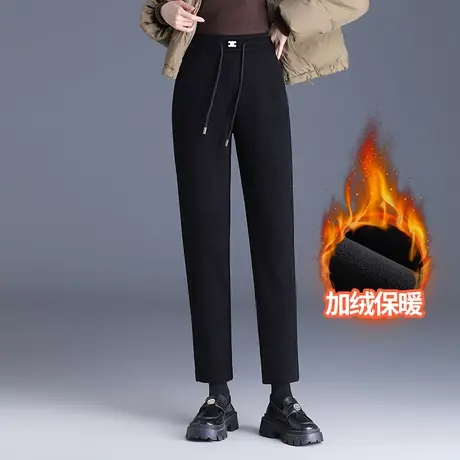 2023秋冬新款加厚高腰直筒裤女高腰显瘦小个子通勤烟管裤休闲裤子商品大图