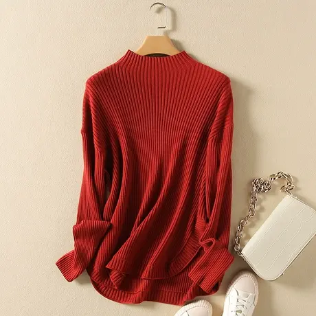 半高领毛衣女春装内搭新款韩版宽松套头加厚外穿长袖针织打底衫女商品大图