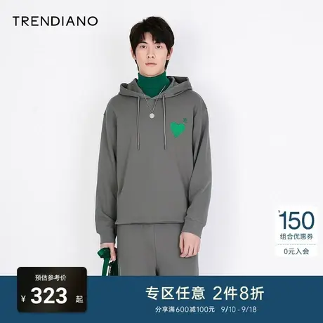 TRENDIANO春秋季新款简约风情侣款卫衣连帽纯棉潮流时尚休闲男款商品大图