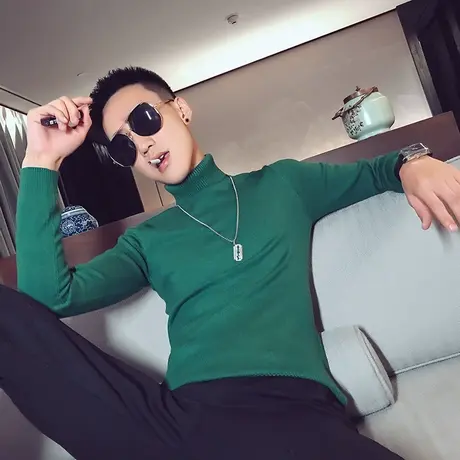 高领毛衣潮流冬季时尚韩版修身纯色百搭针织衫快手ins休闲打底衫商品大图