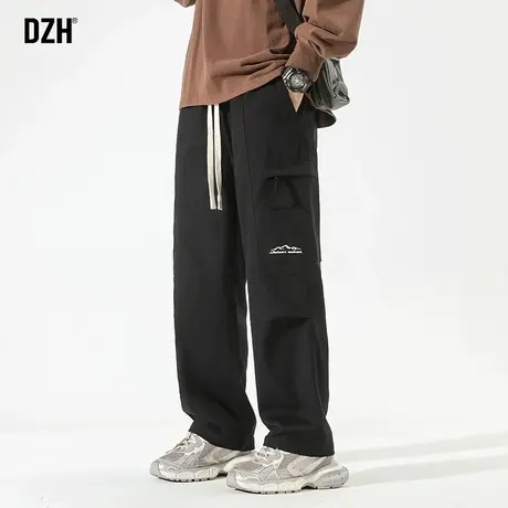 男生黑色机能工装裤男款直筒潮牌休闲裤子春秋美式伐木裤2024新款图片