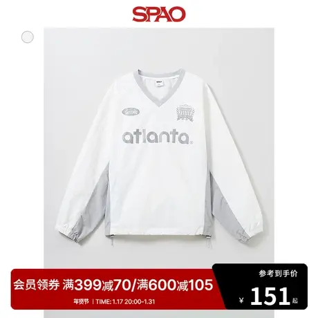 SPAO韩国同款2024年春季新款女士宽松休闲纯色V领卫衣SPMWE12G53商品大图