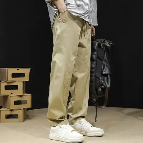直筒休闲裤男薄款夏季2024新款潮牌拼接裤子宽松大码男士锥形春夏商品大图
