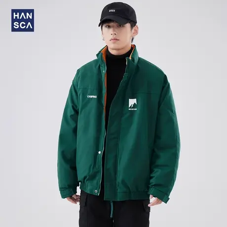 hansca日系立领棉衣男冬季新款潮流工装户外加厚保暖棉服休闲外套商品大图