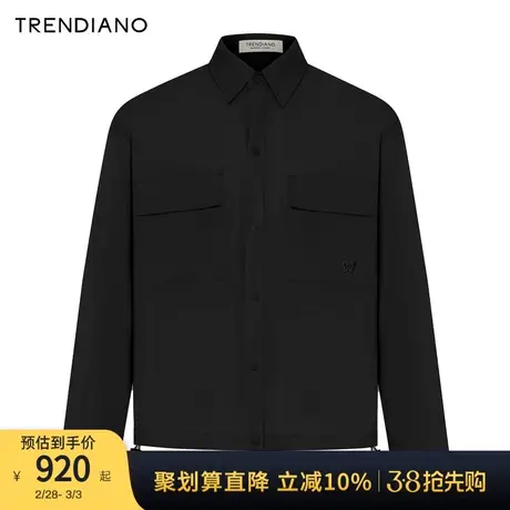 TRENDIANO罗马格翻领外套2024年春季新款时尚百搭上衣开衫男生商品大图