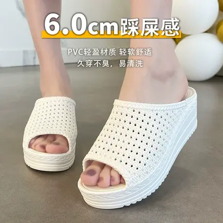 拖鞋女外穿夏季新款高跟厚底踩屎感凉拖鞋小众高级感防滑一字拖软商品大图