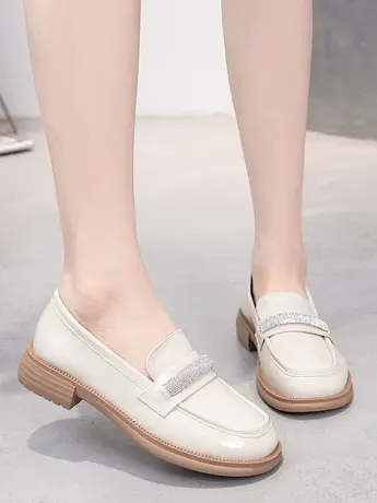 真皮包脚面单鞋女平底时尚一脚蹬小皮鞋女秋季显脚小透气大码41码商品大图