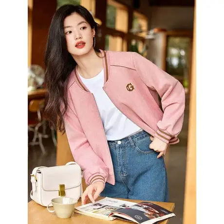 时尚气质短外套2023年秋季新款女装运动棒球服长袖短款宽松外套商品大图