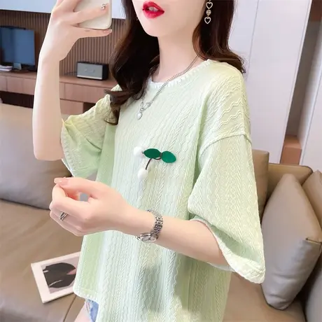小众设计感短袖t恤女2023新款夏季韩版宽松大码小个子撞色上衣服图片