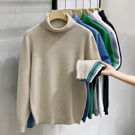 针织衫男打底衫秋冬季新款日系潮流高领毛衣宽松线衣男士高领毛衣商品大图