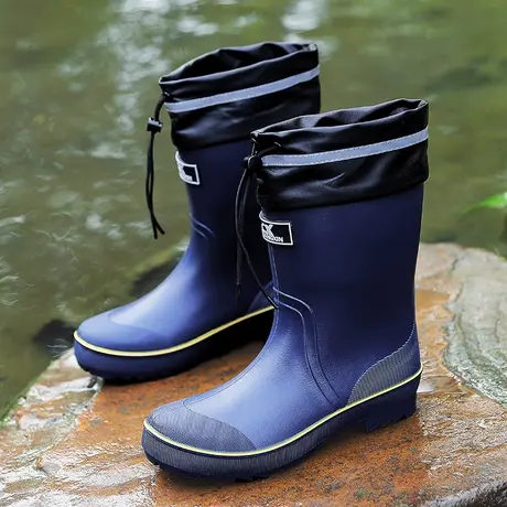 雨鞋男秋冬季加绒保暖棉鞋高帮雨靴户外钓鱼洗车骑手工作胶鞋水鞋商品大图