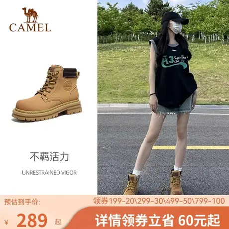 骆驼马丁靴女鞋2023夏季新款踢不烂大黄靴女机车户外登山工装靴子图片