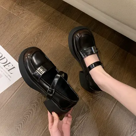 玛丽珍小皮鞋女款新款2024春秋季配裙子jk学院单鞋粗跟法式女鞋子图片