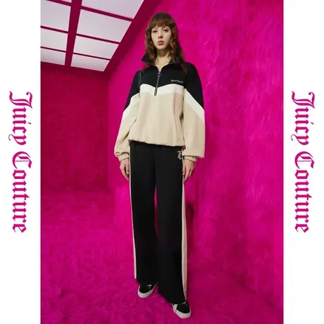 Juicy Couture橘滋秋女2023年新款黑糖拿铁立体绣女式休闲裤图片