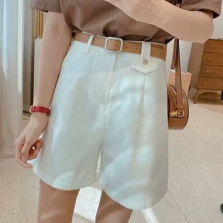 短裤女夏季休闲裤高腰阔腿裤2023年新款宽松a字显瘦薄款五分裤潮图片