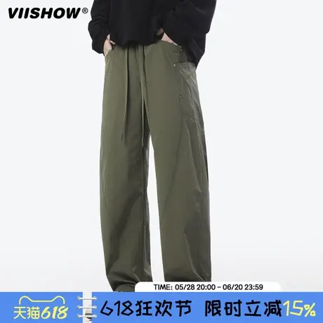 VIISHOW春款工装裤男潮牌宽松垂感阔腿直筒裤男痞帅百搭休闲长裤商品大图