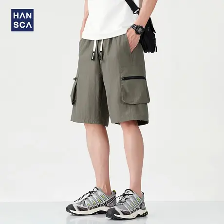 hansca日系户外工装短裤男2025夏季透气大口袋挺阔抗皱休闲五分裤图片